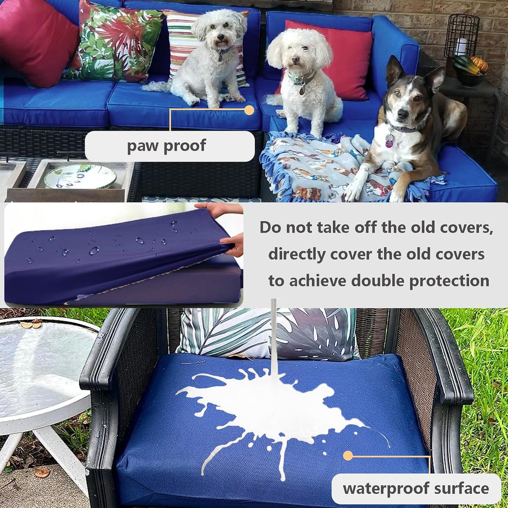 Outdoor Cushion Covers Replacement 14 Pcs, Blue