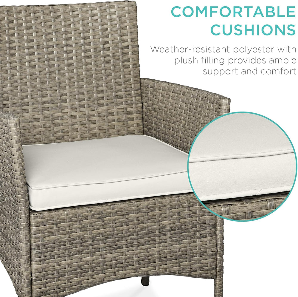 Best Choice Products 3-Piece Outdoor Wicker Conversation Bistro Set, Space Sa...