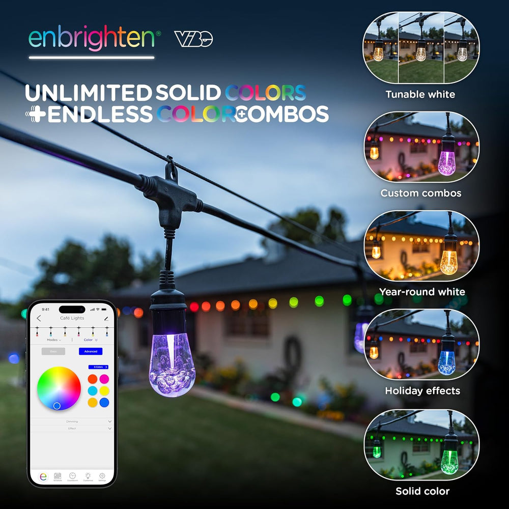 Enbrighten Vintage Outdoor String Lights, 48ft, 24 Bulbs