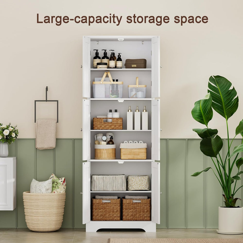 ChooChoo 63.2" Tall Bathroom Storage Cabinet with 6 Doors, Pantry Cabinet