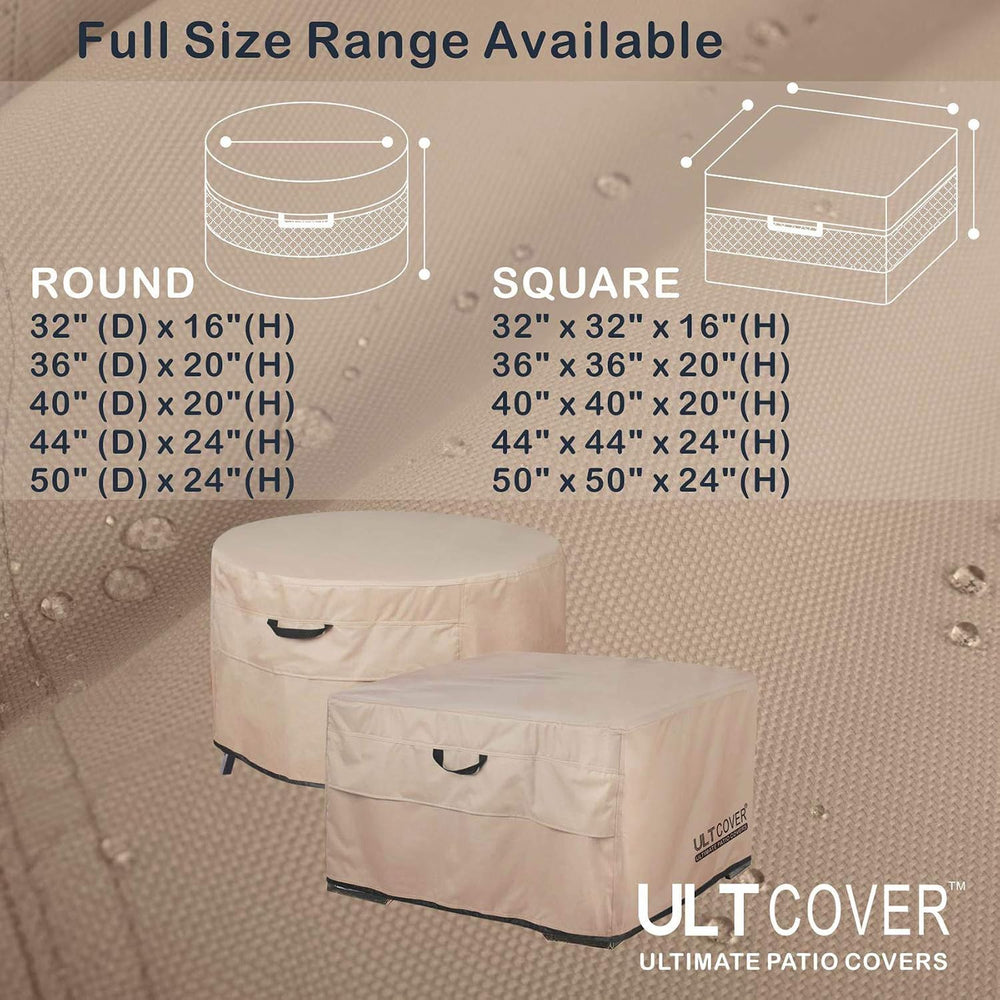 ULTCOVER Waterproof Round Patio Fire Pit Table Cover 50 inch