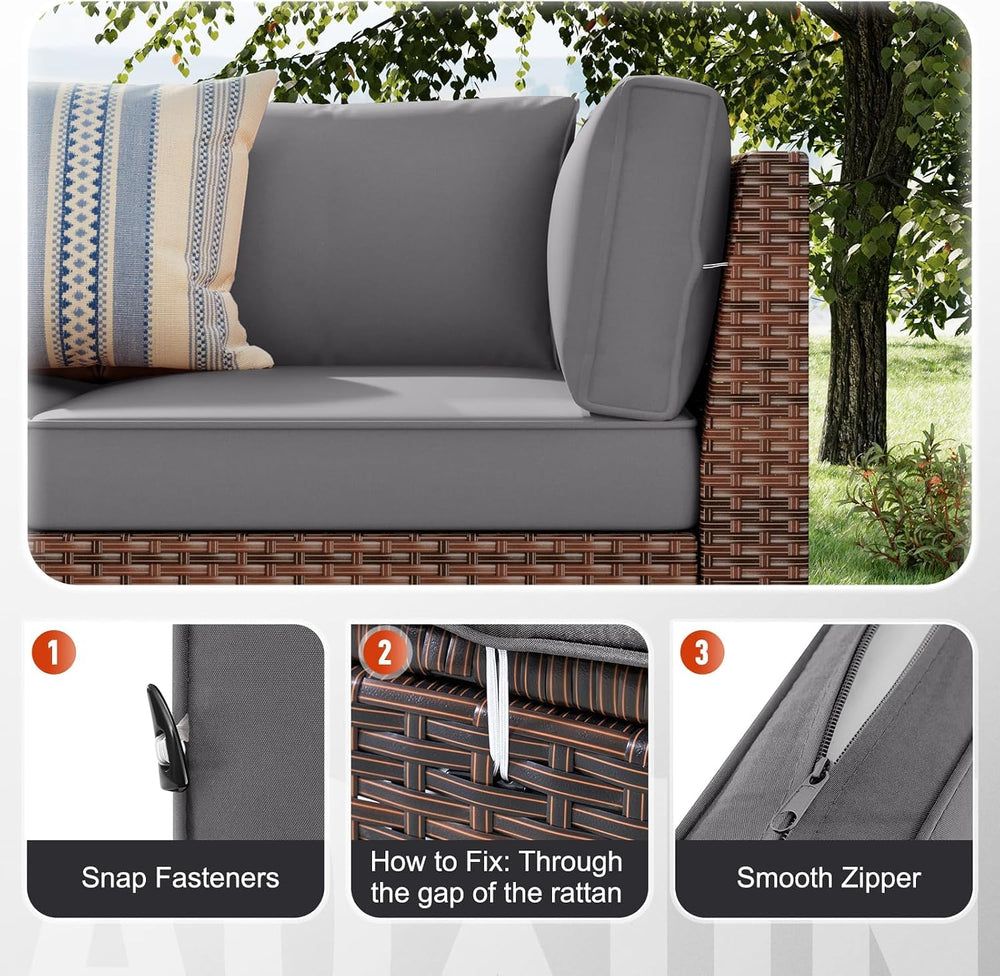 Aoxun Outdoor Replacement Cushions for Patio Furniture, Deep Seat Outdoor Cus...