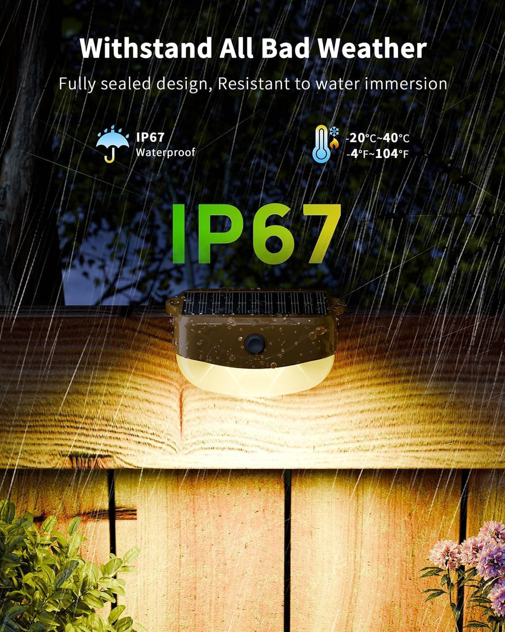 12 Pack Color Changing Solar Fence Lights with Remote, Solar Deck Lights