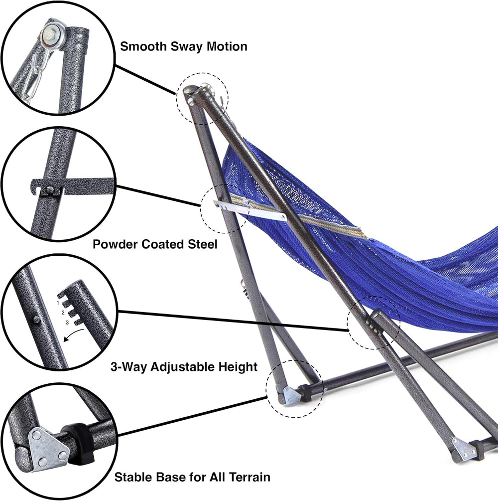 Best Home Fashion Portable Hammock with Collapsible Steel Stand, 600 lbs Capa...