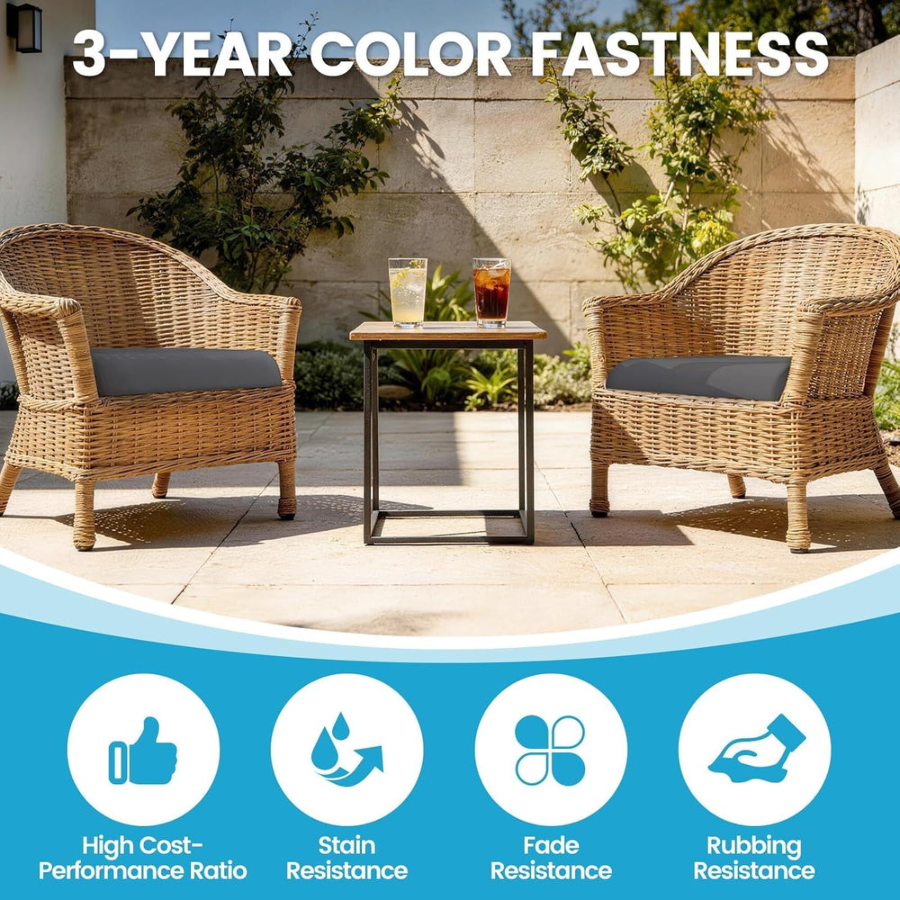 19 x 19 x 3 Inch Outdoor Patio Chair Cushions Set of 2, Grey