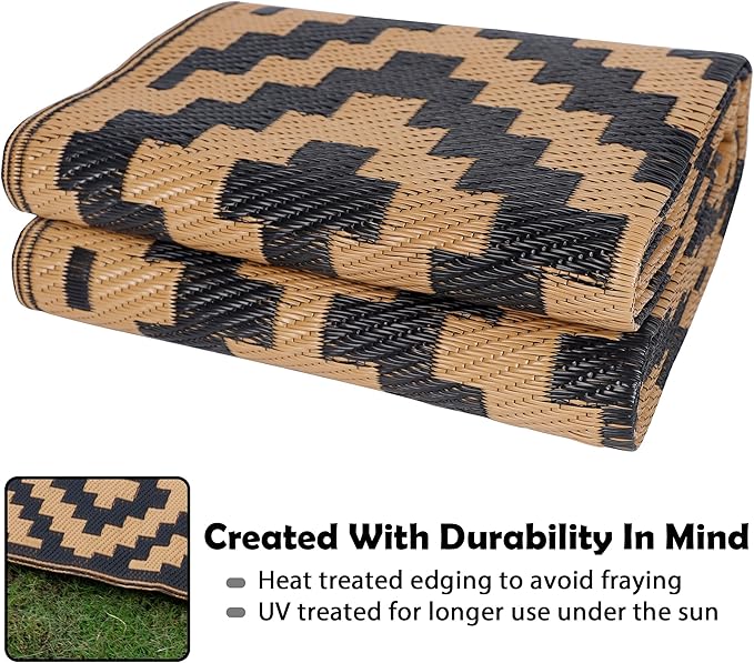 SAND MINE Reversible Mats, Plastic Straw Rug, Modern Area Rug, Large Floor Ma...