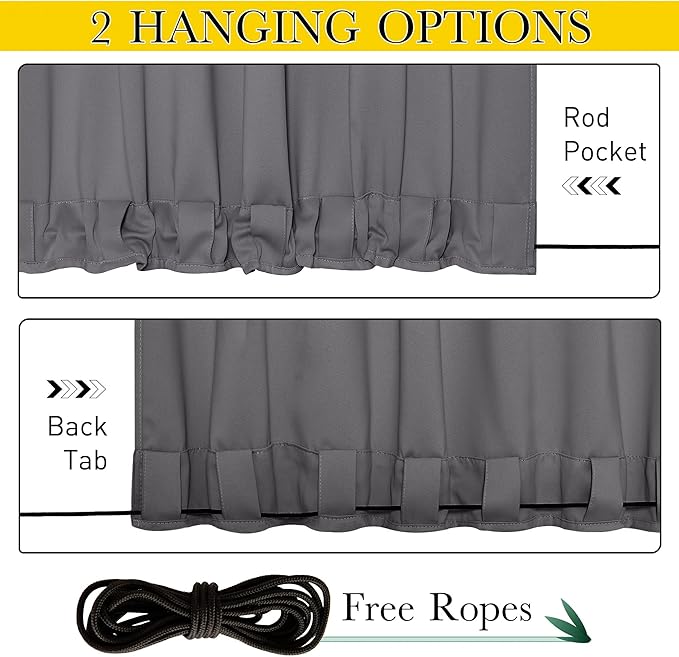 NICETOWN 2 Panels Weighted Blackout Curtains for Patio Waterproof, Grommet &a...