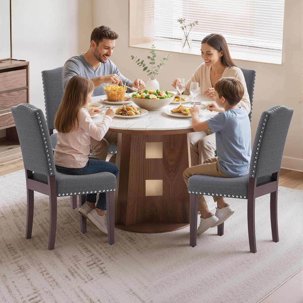 Upholstered Dining Chairs Set of 6 with Thickened Seat Cushion