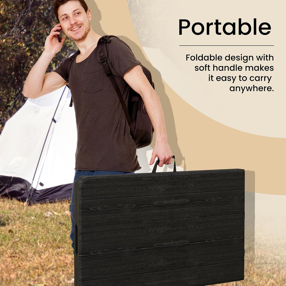 Our Modern Space 8 Feet Foldable Table with Built in Handle & Steel Legs ...