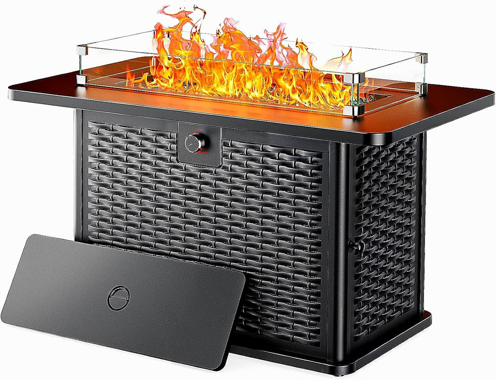 Ciays 43-Inch Rectangular Propane Fire Pit with 60,000 BTU Output, Fire Pit T...