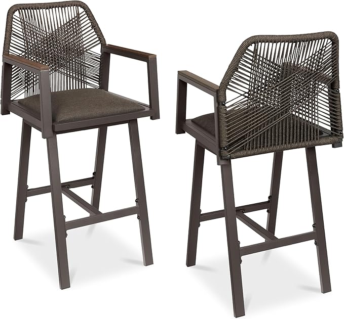 Best Choice Products Outdoor Bar Stools Set of 2, Bar Height, 360° Swivel Alu...