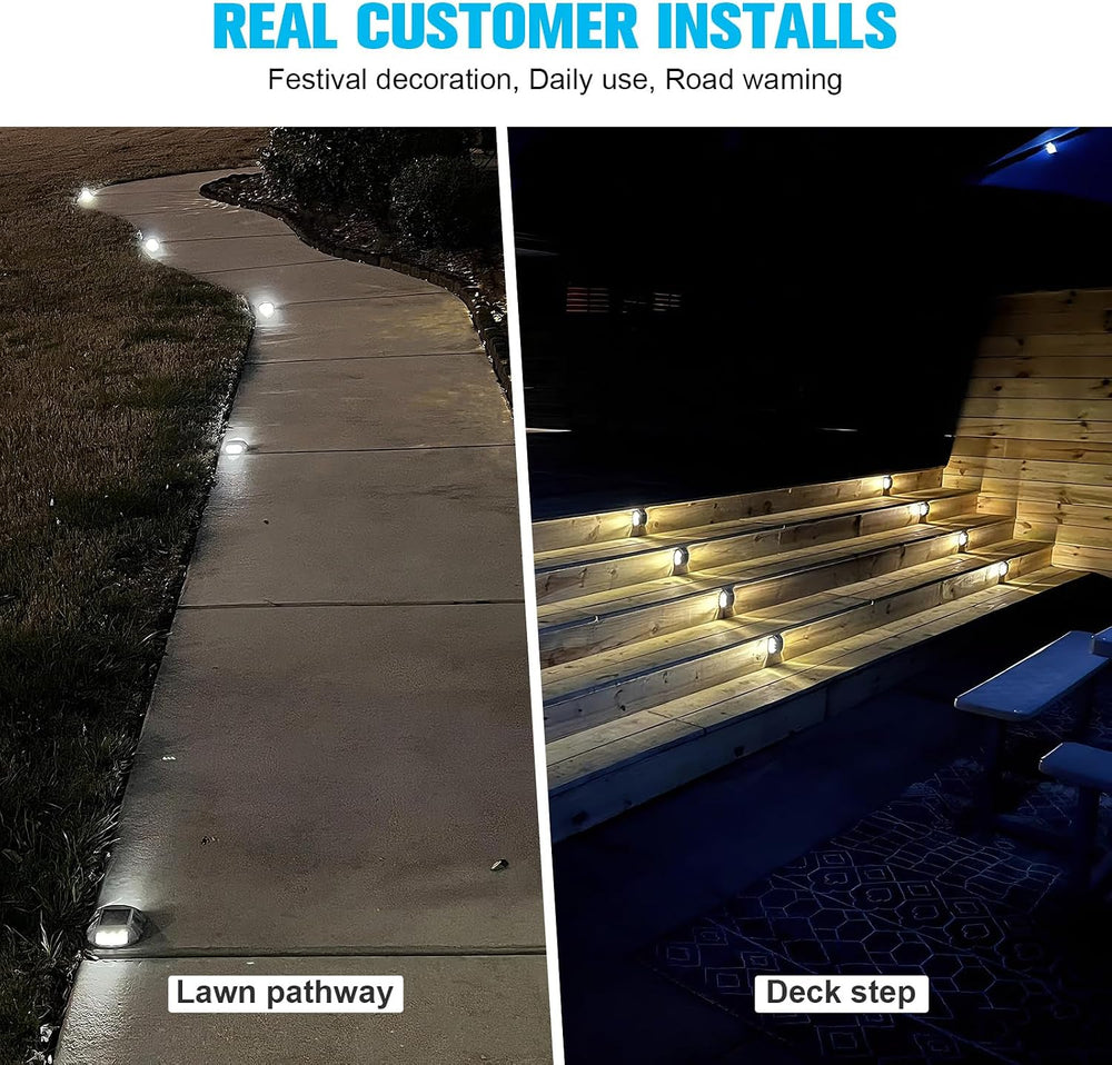VOLISUN Solar Deck Driveway Dock Lights,Solar Pathway Lights,Warm 8 Pack | So...