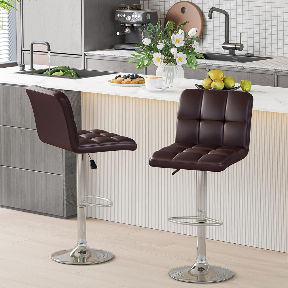 GOFLAME Bar Stools Set of 2, PU Leather Bar Chairs with Adjustable Height, 36...
