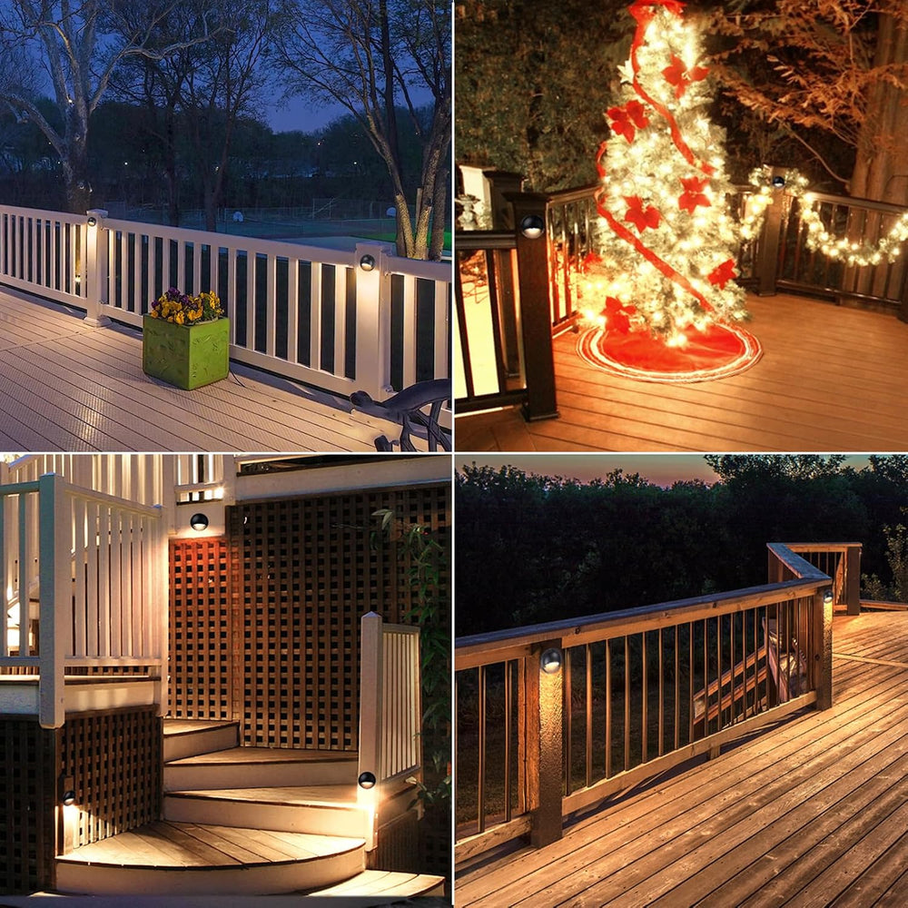 LEONLITE 12-Pack 5CCT 3.74inch Low Voltage LED Deck Lights, Black