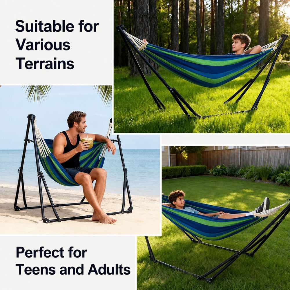 2-in-1 Hammock Chair with Stand, Portable Hammock, Cyan