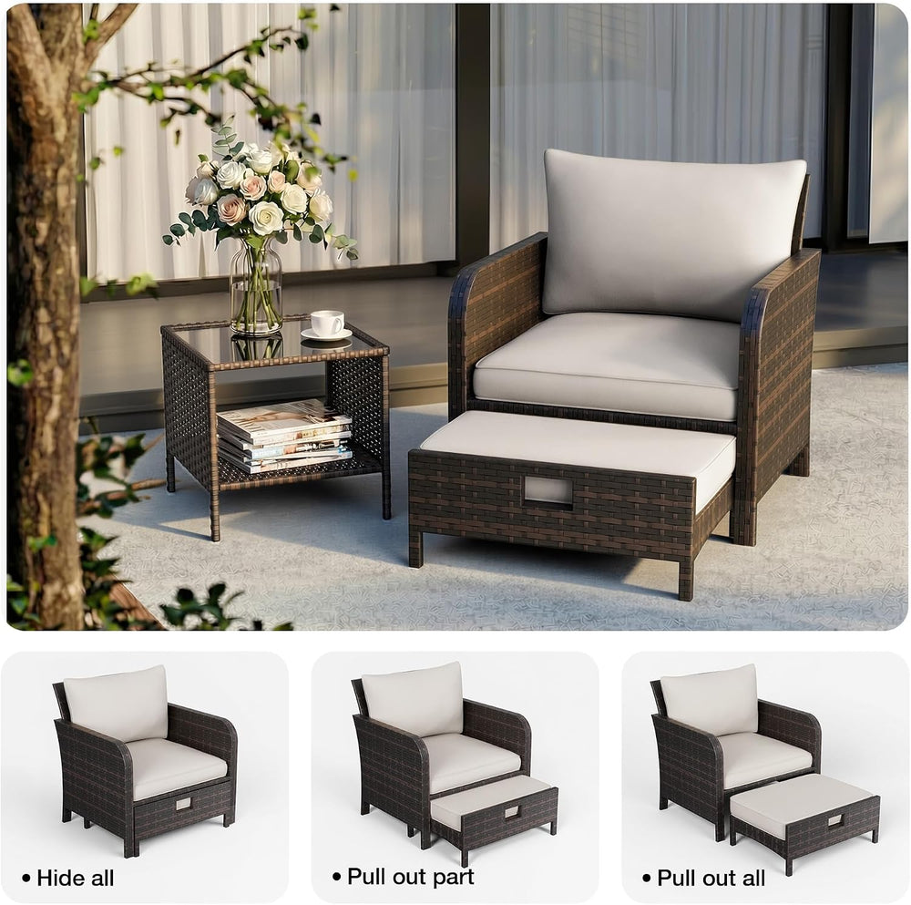 LEVELEVE Patio Conversation Set 5 Piece, Balcony Furniture Outdoor PE Rattan ...
