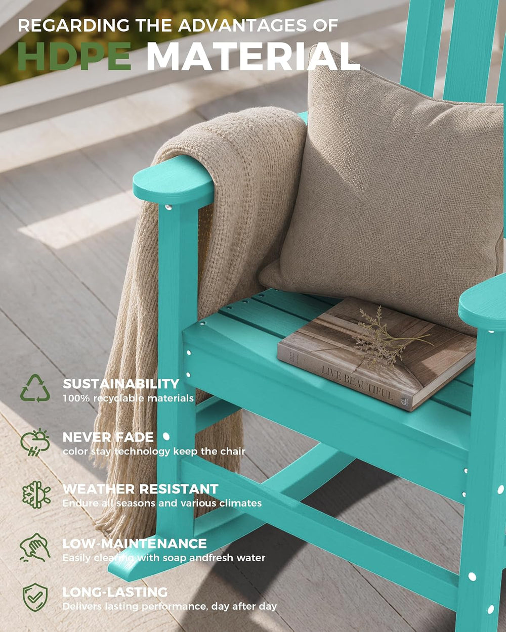 Rocking Chair Outdoor, Oversized Patio Rocking Chair, All Weather