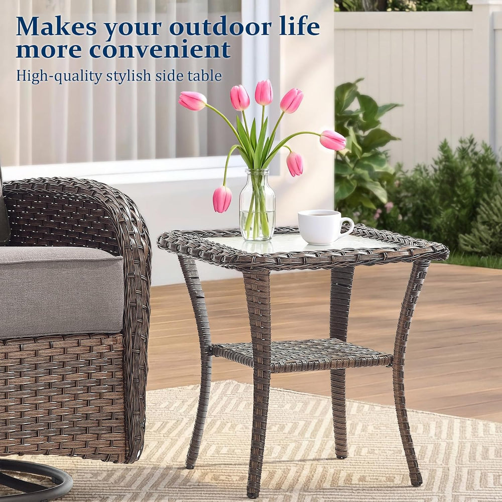 Outdoor Swivel Rocking Chair Patio Set (8pcs) High-Back - Thick Cushion Swive...