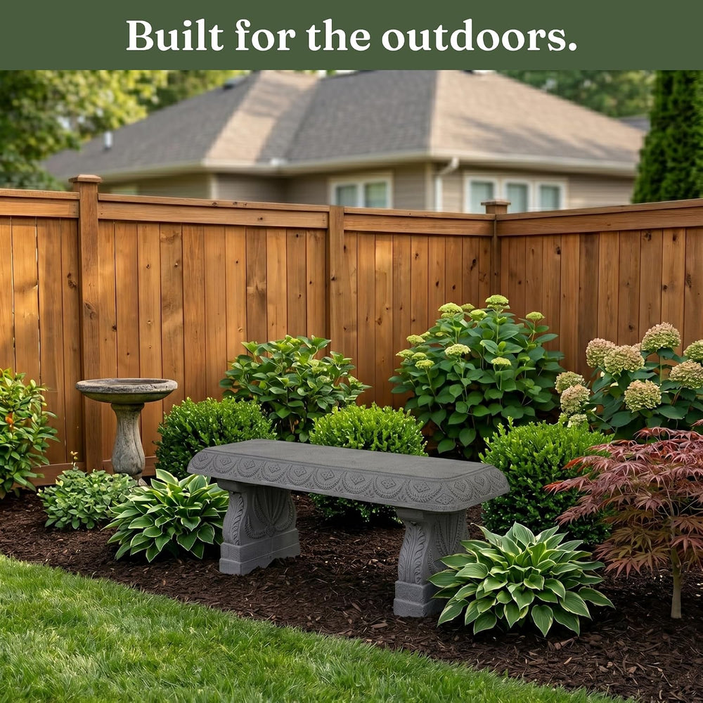 Basalt Grey Garden Bench - Outdoor Benches Weatherproof - Front Porch Seating...