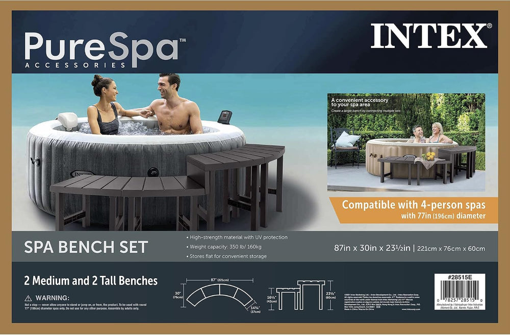 Intex PureSpa Bench Set for 4 Person Round Hot Tub Spas with 77in Diameter