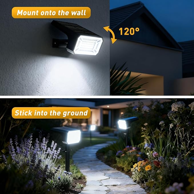 Solar Spot Lights Outdoor Waterproof IP65, [4 Pack/100 LED/4 Modes] 2-in-1 So...