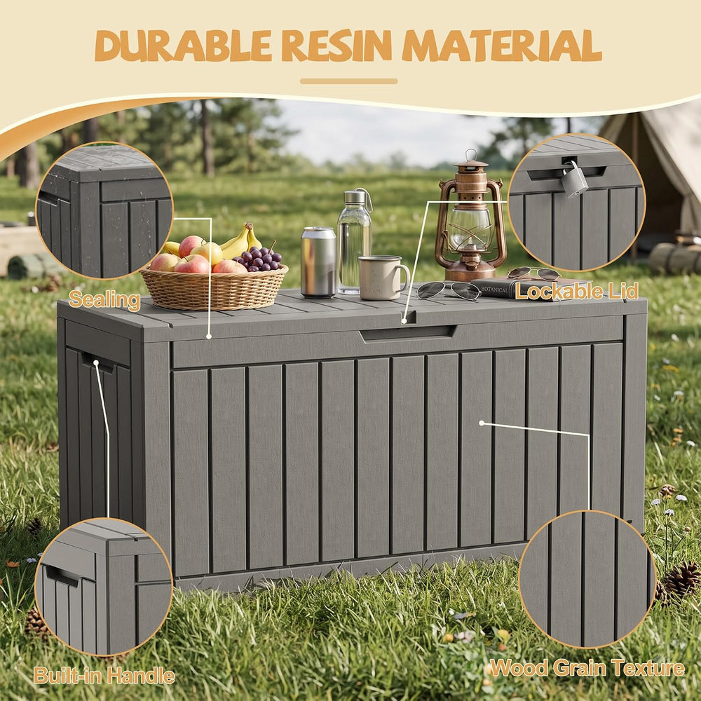 Outdoor Storage Box Waterproof, 180 Gal Gen 2 Resin Deck Box With Wheels