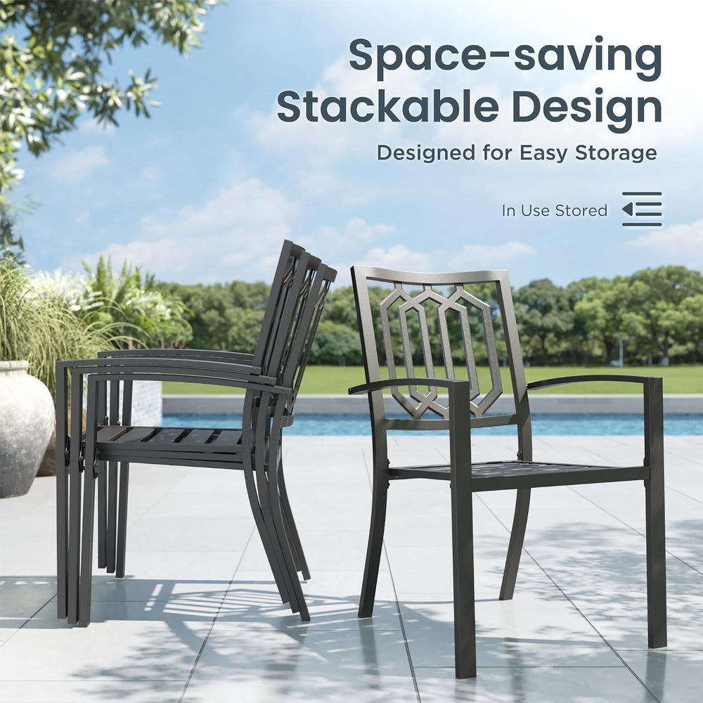 PHI VILLA 3 Piece Metal Patio Bistro Set, 28" Round Table