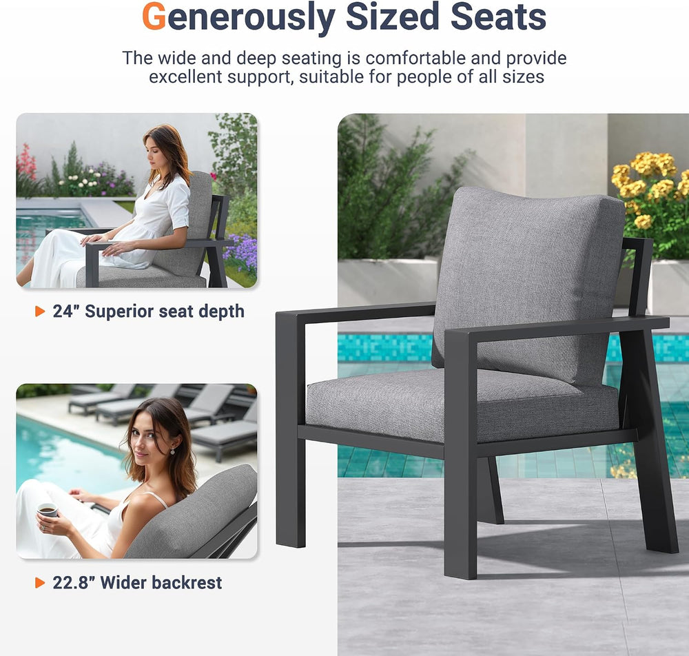 UDPATIO Aluminum Outdoor Patio Furniture Set 4-Seat Metal Patio Conversation ...
