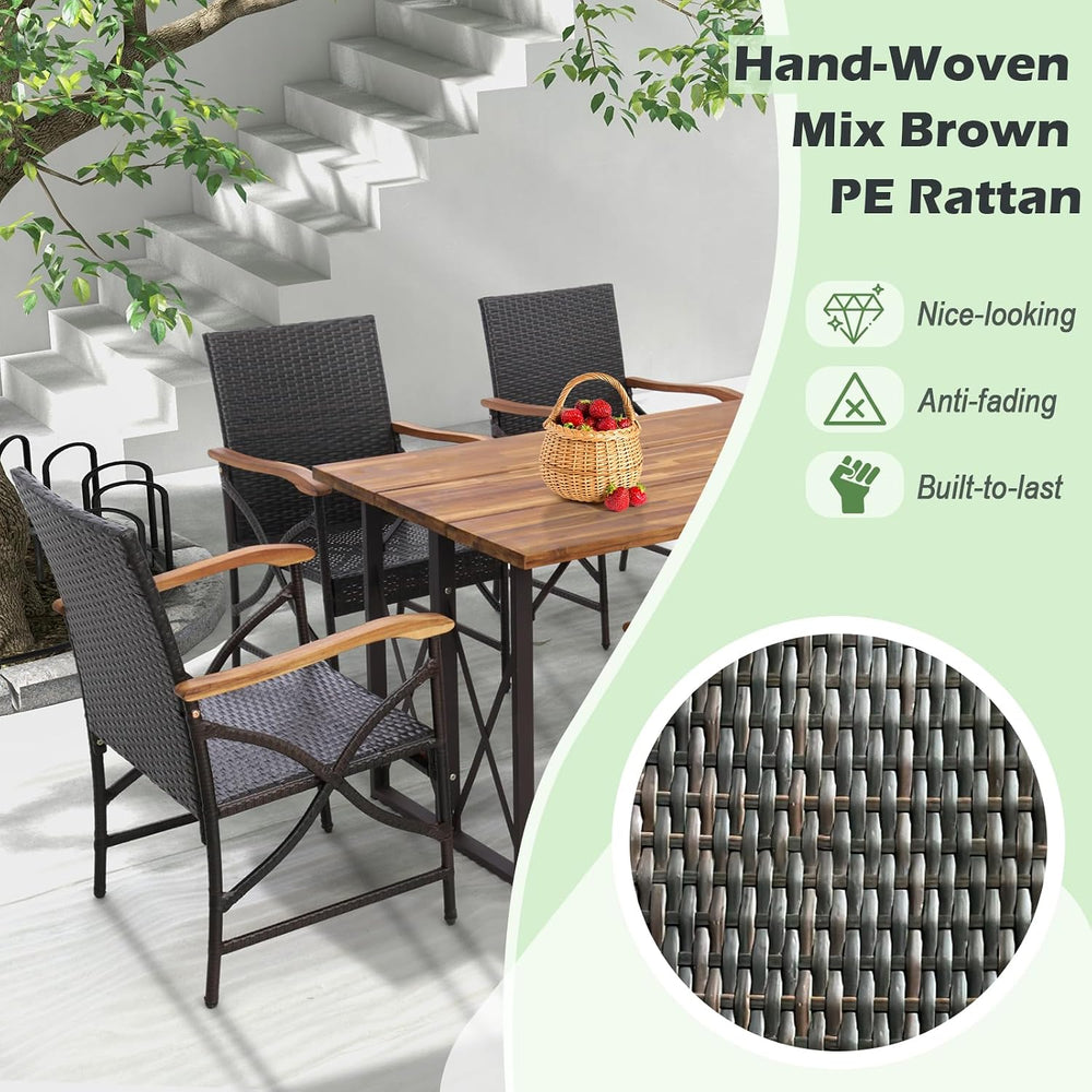 Tangkula Wicker Patio Dining Chairs Set of 2, PE Rattan Outdoor Chairs with S...