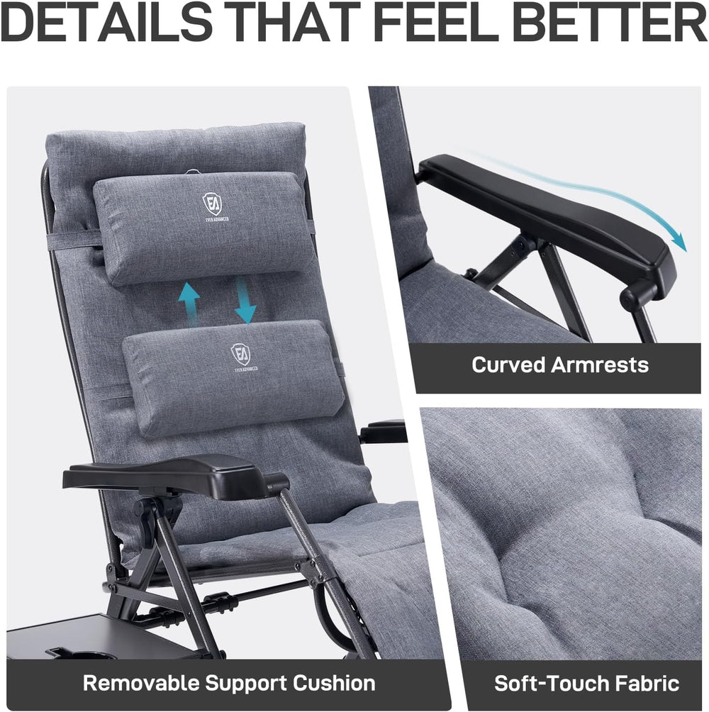 EVER ADVANCED Aluminum Zero Gravity Chair, 2.4" Padded, 350 lb Capacity ...