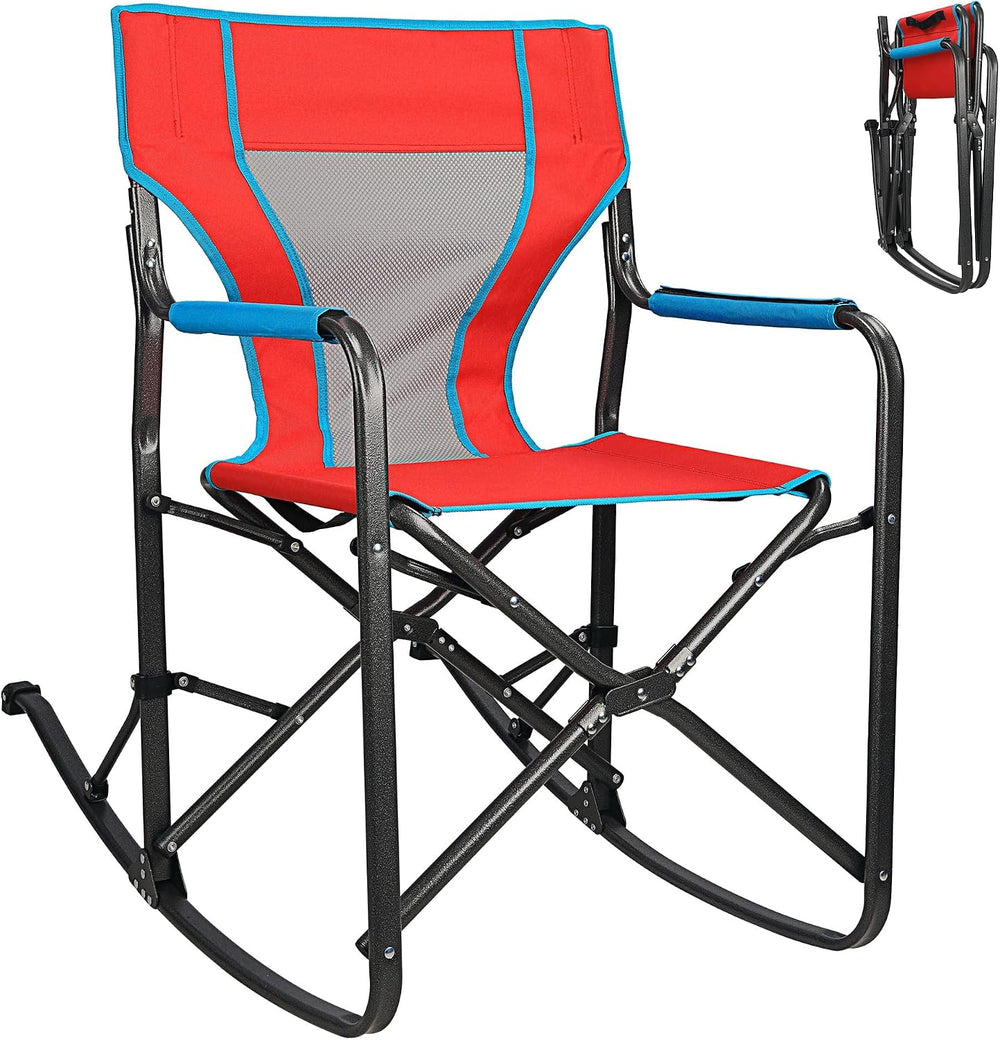 Oversized Rocking Camping Chair, Portable Folding Director Chair, Rocker Camp...