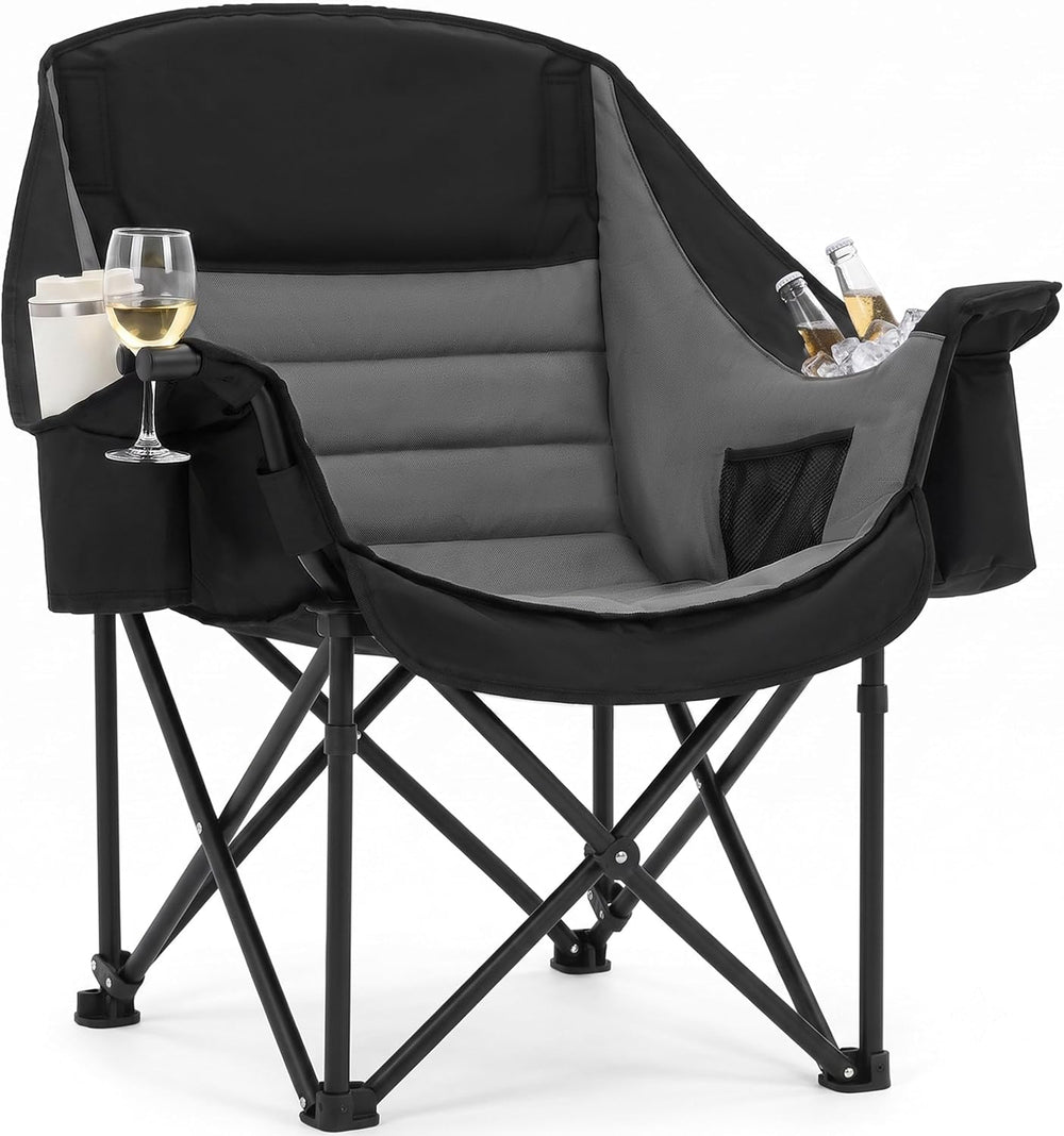 Heavy Duty Padded Camping Chair for Adults, Oversized Outdoor Camping Chair