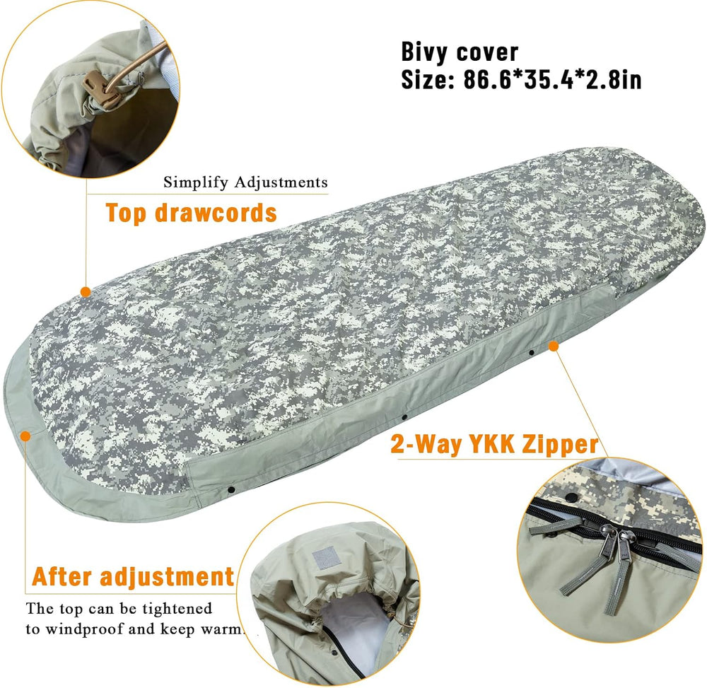 MT Army Military Modular Sleeping Bags System, Multi Layered with Bivy Cover ...