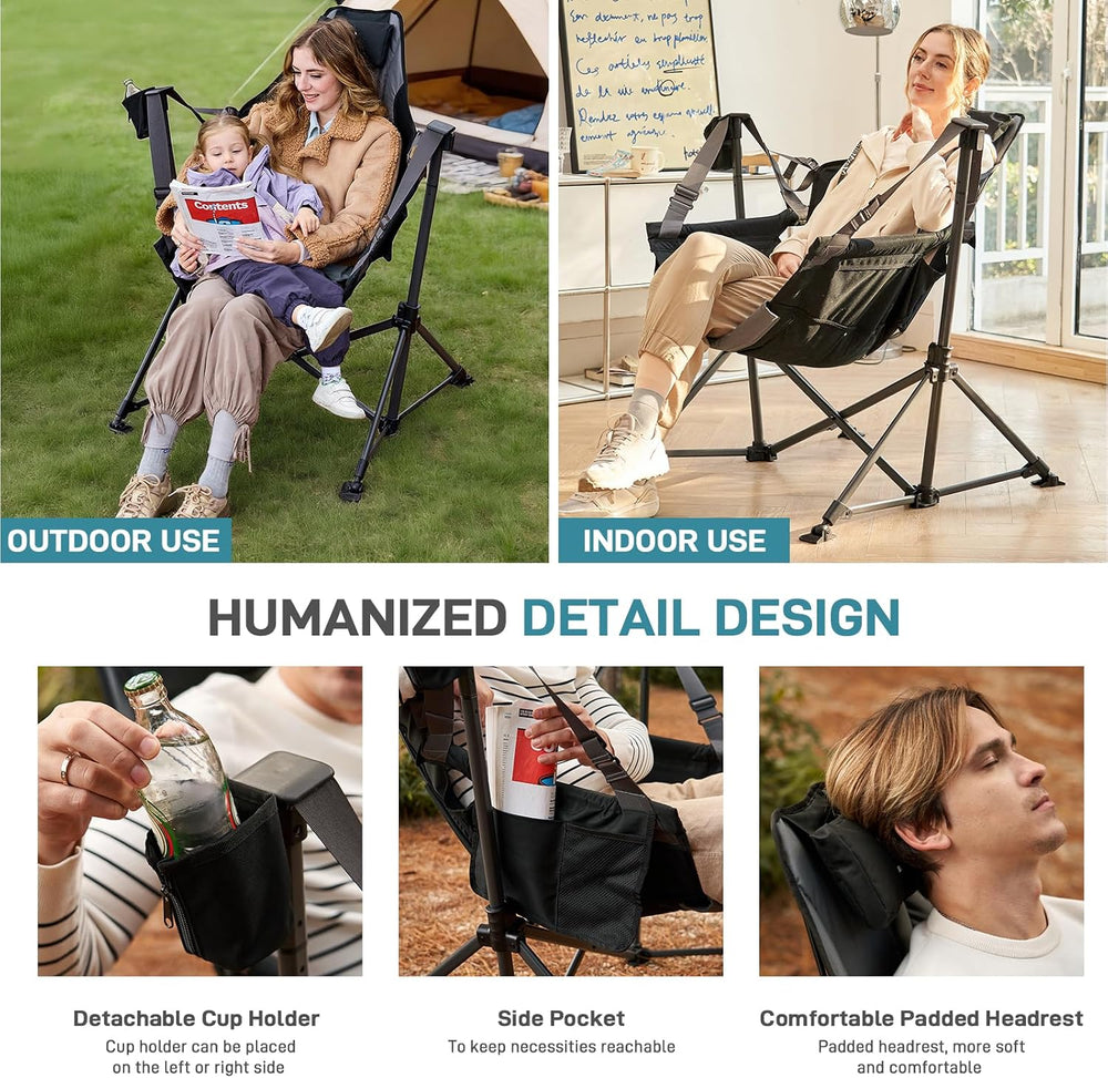 EVER ADVANCED Padded Oversized Hammock Camping Chair, Compact Heavy Duty Swin...