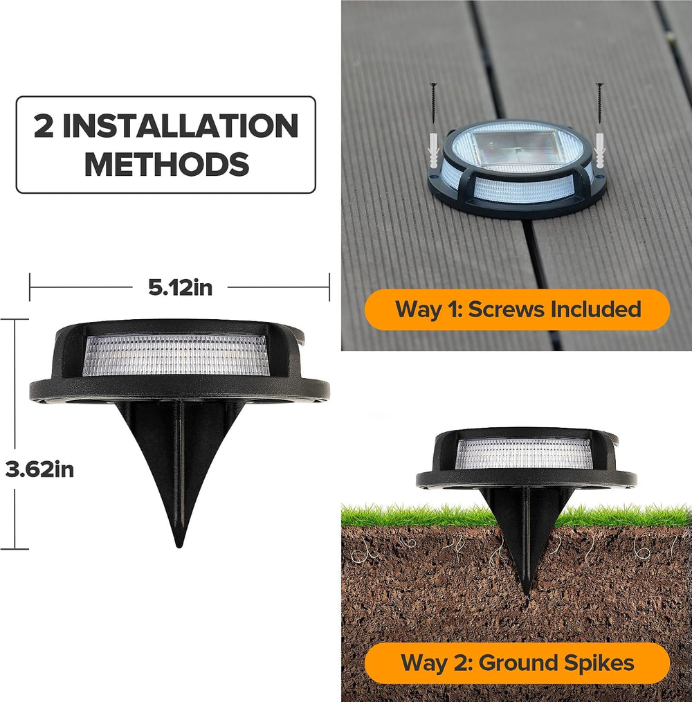 LUTEC 4 Pack Solar Driveway Lights, 12 LEDs IP67 Waterproof Outdoor Solar Doc...