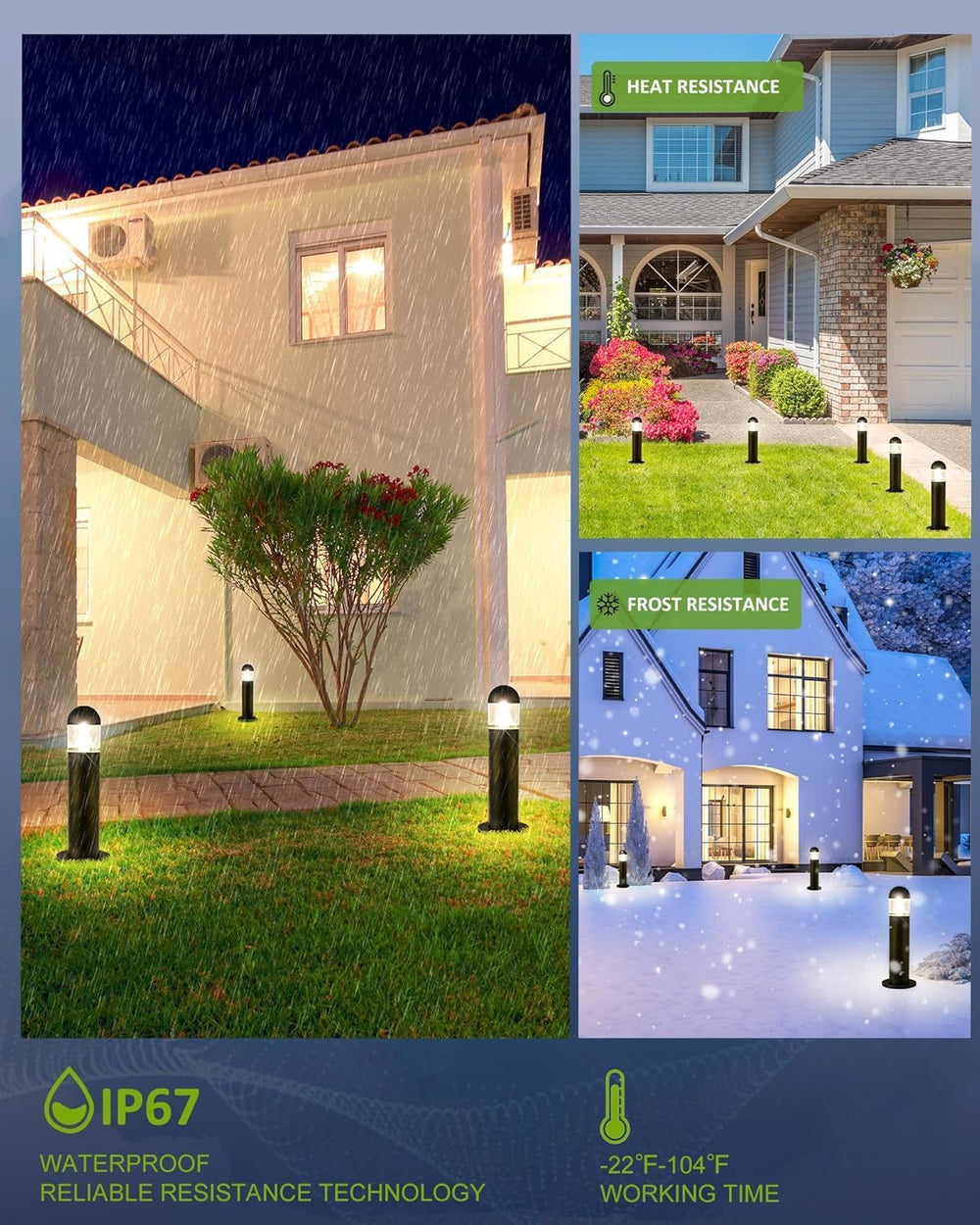 Pathway Lights Outdoor, 12V LED Bollard Light, Black, 2 Pack