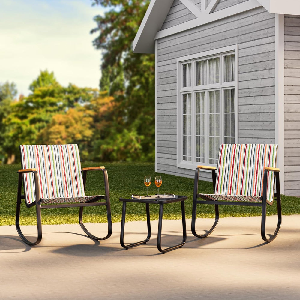 Ahomly 3 Pieces Patio Furniture Set, Outdoor Furniture Set, Stripe