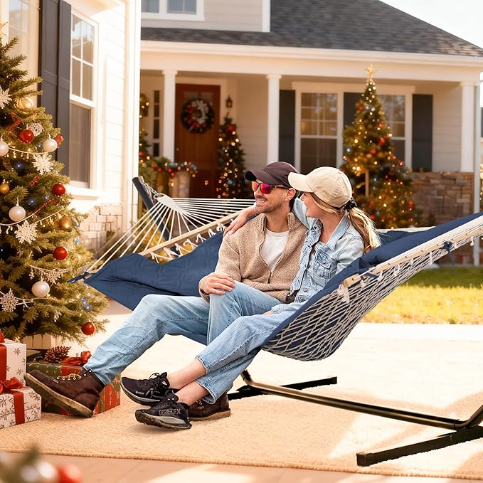 SUNCREAT Two Person Hammock with Stand, Heavy Duty Backyard Hammock and Stand...