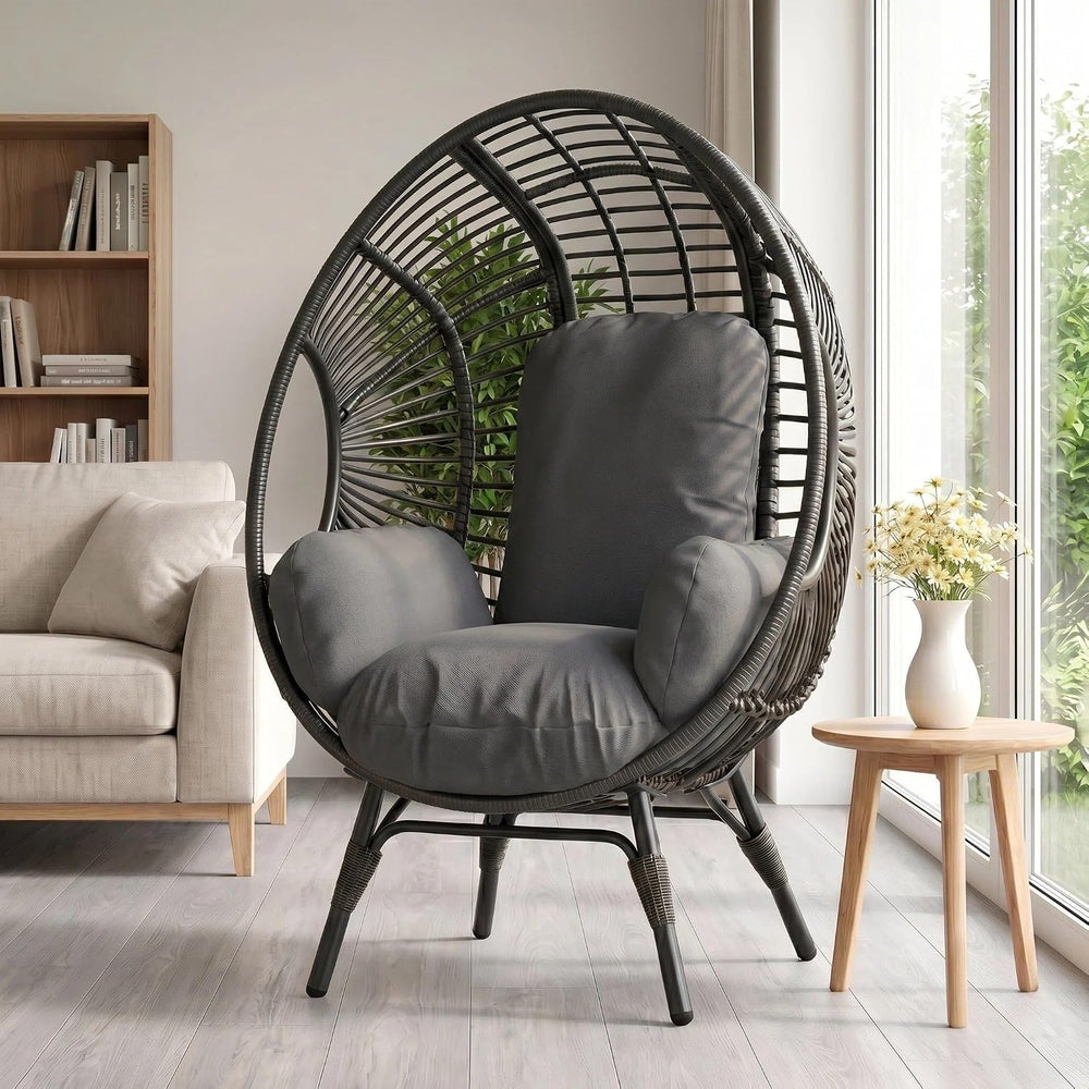 Oversized Egg Chair Set of 2 Outdoor Indoor with Thicken Cushions