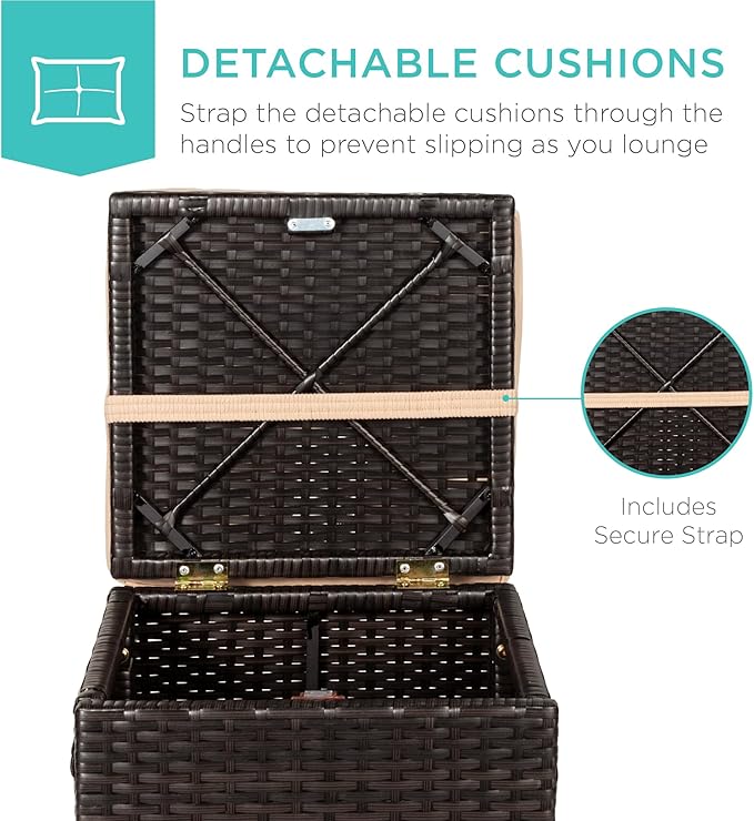 Best Choice Products Set of 2 Wicker Ottomans, Multipurpose Outdoor Furniture...