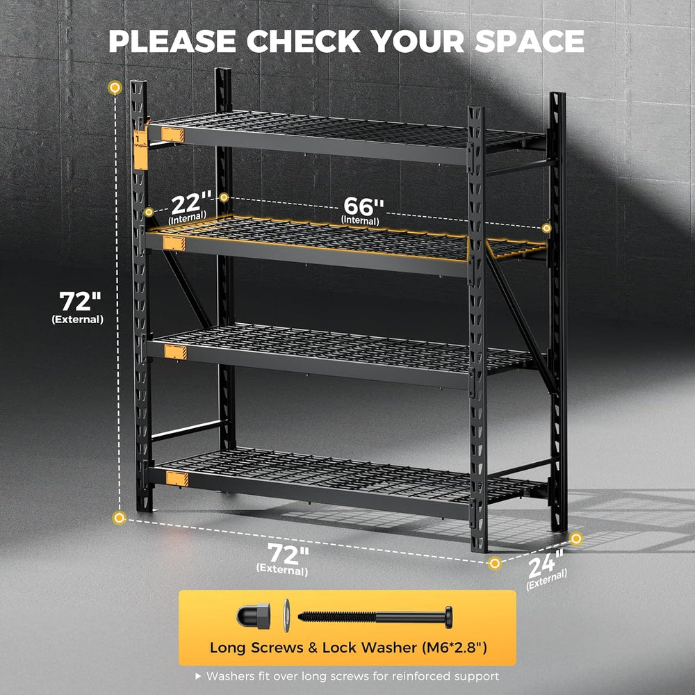 CAMMOO 6000LBS Heavy Duty Storage Shelves, 72''W x 24''D x 72...