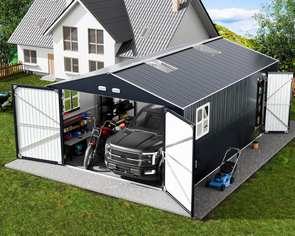 Military-Grade 13x20 FT Metal Garage Large Outdoor Storage Building Kits