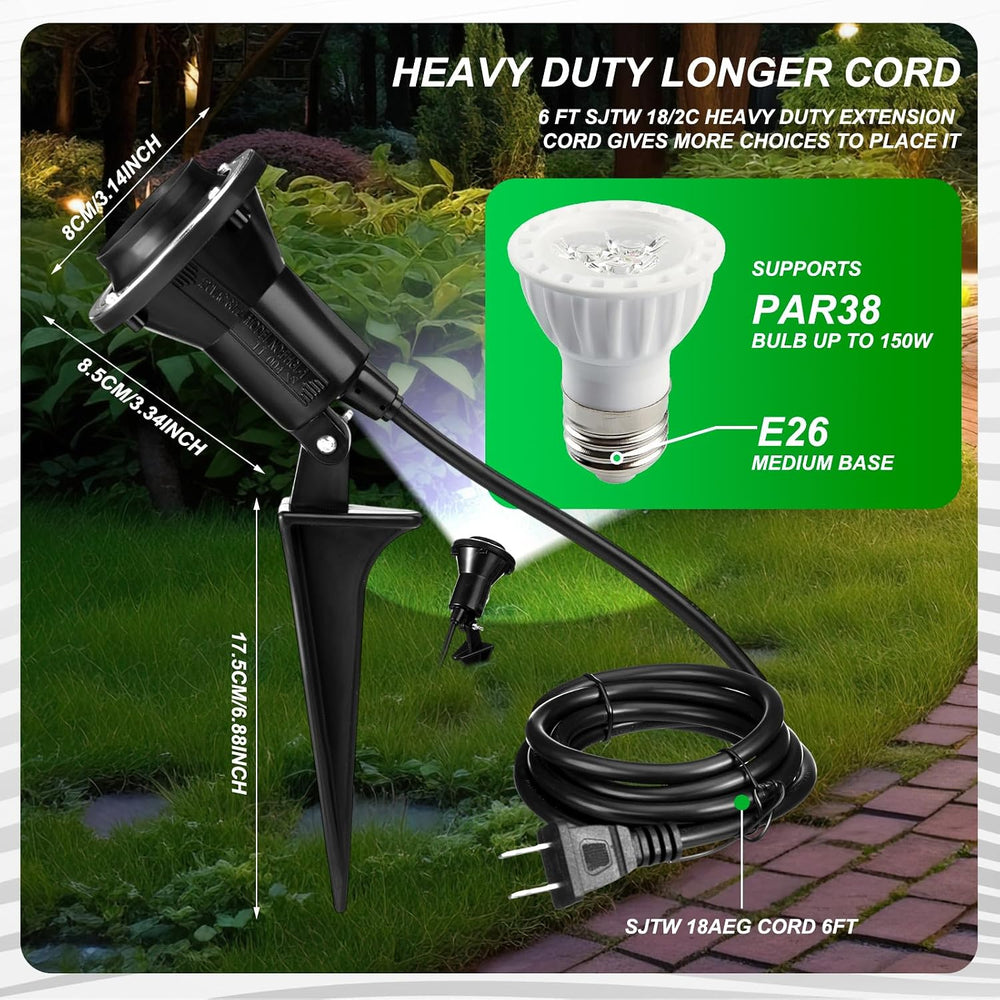 2 Pack Halloween Outdoor Spotlight Floodlight Holder Yard, 6 ft, Black
