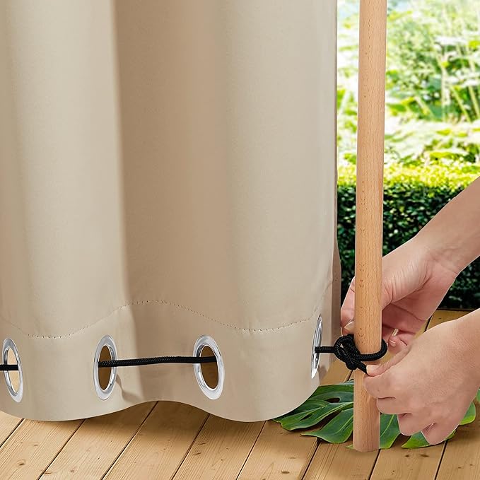 NICETOWN 2 Panels Outdoor Patio Curtains W100 x L84, Waterproof & Windpro...