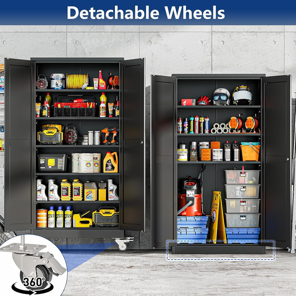 Metal Large Garage Storage Cabinet with Locking Doors and Adjustable Shelves,...