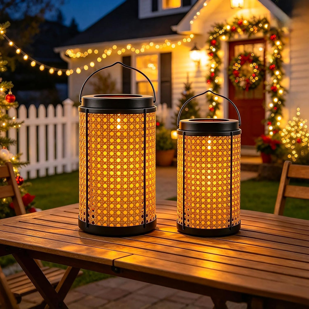 Decorative Candle Lanterns Farmhouse Table Decor 2PS Waterproof Handcrafted