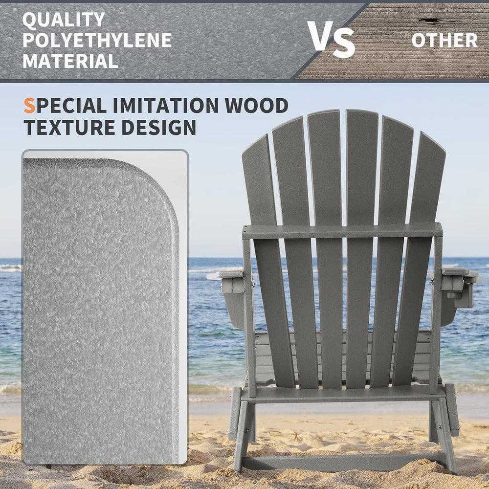 FUNBERRY Oversized Adirondack Folding Chair Set of 2, Fire Pit Chair 400LBS
