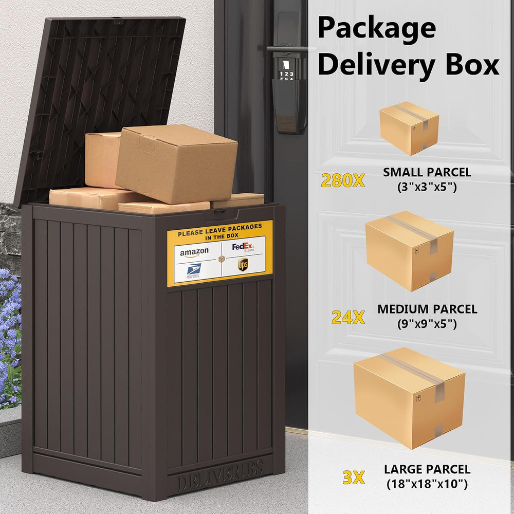LHBGO Package Delivery Box for Outside, with Delivery Sign 48 Gallon Storage ...