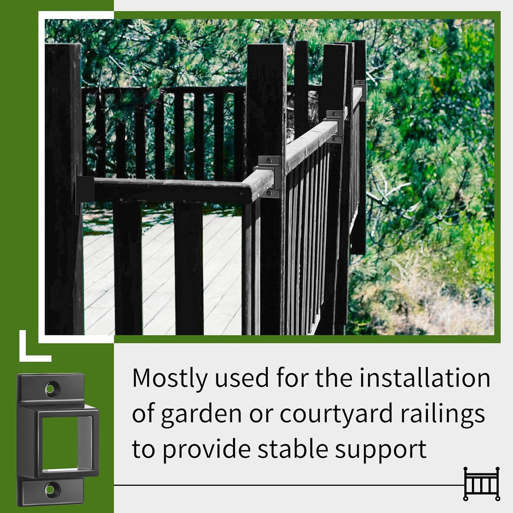 Zonon 20 Pcs Black 1" X 1" Aluminum Fence Brackets Wall Mount