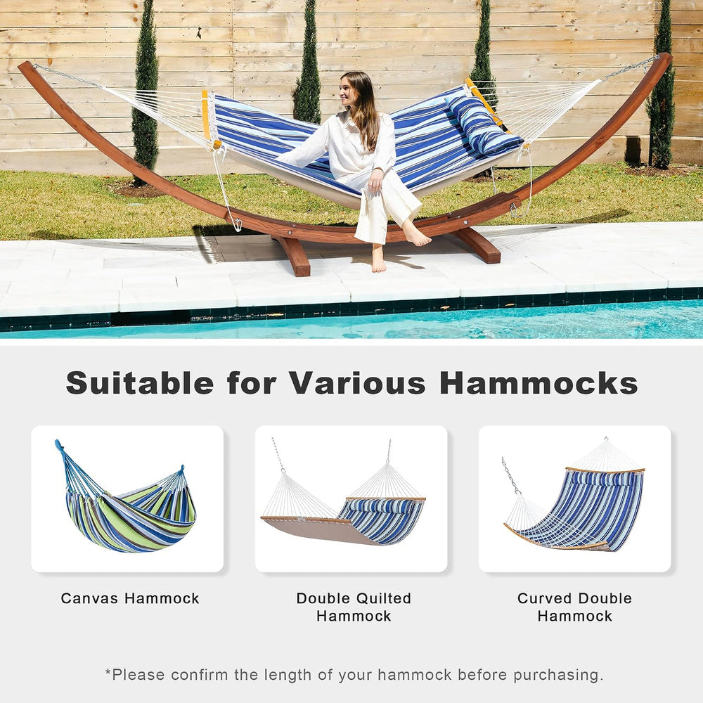 13.6 Feet Curved Wooden Hammock Stand Only, Brown